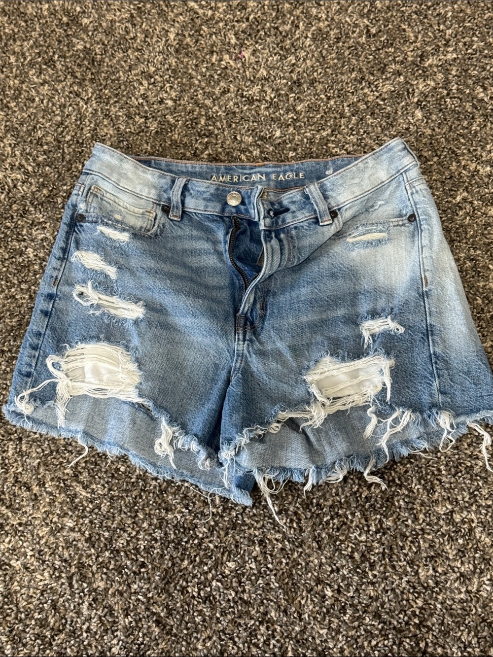 American Eagle Outfitters Light Wash Distressed Denim Shorts
